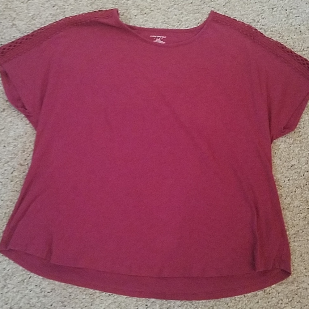 Fuschia Tee with Crochet Shoulder Detail